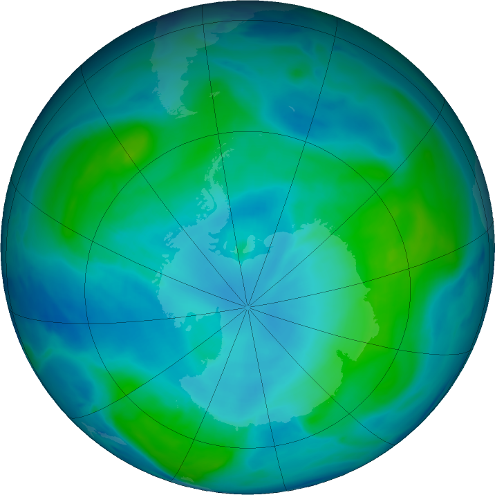 Antarctic ozone map for 12 February 2017
